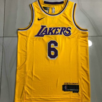 NBA 6 James Lakers authentique Maillot jaune